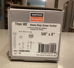 Simpson Strong-Tie THDB62800H 5/8″ x 8″ Titen HD Heavy Duty Screw Anchors 10/pk