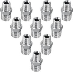 10 Silver Hydraulic Adapter Fittings 3/8″ NPTF Male x 1/2″ NPTF Male with Cover