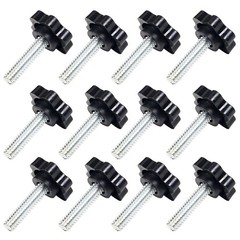 12 Pcs 1/4″-20 x 1 Thumb Screws Star Knob Black Plastic