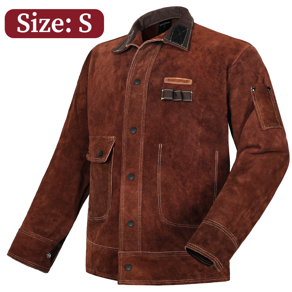 ARCCAPTAIN Leather Welding Jacket Flame Resistant Heavy Duty Split Cowhide S-3XL