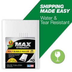 Max Strength Self-Sealing Poly Bubble Mailer #0, 6″ x 9″, Solid White, 25 Pack