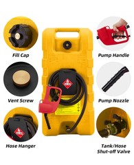 15 Gallon Fuel Caddy Portable Gas Storage Tank Container with Hand Pump 10ft US