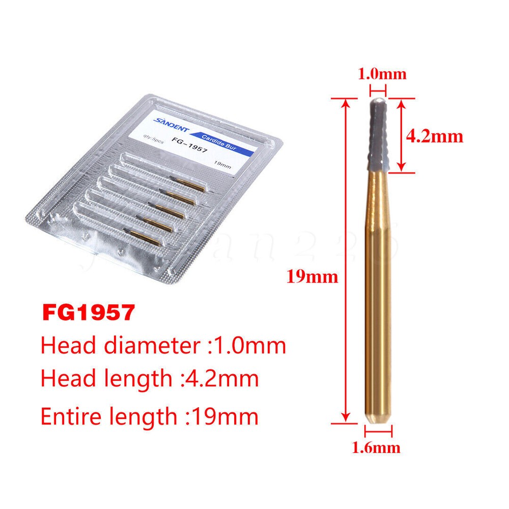 Dental Tungsten Carbide Burs High Speed Drills FG1957/FG1958 Dia. 1.6mm