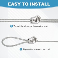 12 Pcs 6 x 6mm Single Hole Wire Rope Cable Clamp for 3.5mm Dia Cable, Silver