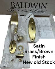 Baldwin 6573-060-ENTR Entry Trim Door Handle Set Satin Brass/Brown Finish NOS
