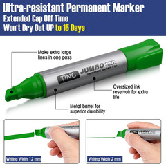 Fuutreo 16 Pcs Jumbo Size Permanent Markers Bulk Large Chisel Tip Permanent