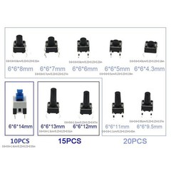 180pcs 10 Type 6X6 Light Touch Switch Set Push Button Switch Assortment Box