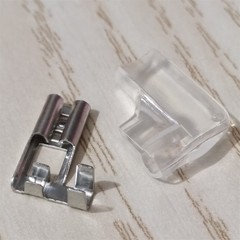 25 Sets 4.8mm Female Flag Spade Terminals Wire Connectors Right Angle Sleeve US