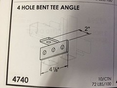 (QTY of 10) 4-Hole 90° Bent “T” Corner Angle for Unistrut Channel #4740 P1033