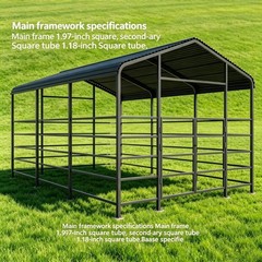 New 13×20FT Metal Livestock Shed Steel Shelter Cowshed for Farm Animal Free Ship