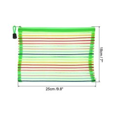 12Pcs Mesh Zipper Pouch, A5 Document Makeup Zipper Bag Travel Pouch, Green