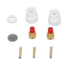 12 Pcs Set TIG Gas Lens Kit Ceramic Nozzle Short Bevel Electrode Holder Mesh