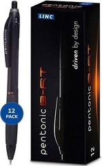 Linc Pentonic BR-T Premium Retractable Ball Point Black Pens 0.7 mm Fine Point,