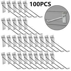 100 PCS 10 Inch Silver Slatwall Hooks Slat Wall Gridwall Panel Slat Wall Hooks