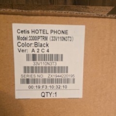 Cetis 3300 Series 3300IPTRM Hotel Guest Room Phone Black RJ-11 1-Line