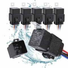 MICTUNING 5pc Waterproof 12V Auto Relays 5-Pin SPDT Relay 14AWG Hot Wire Harness
