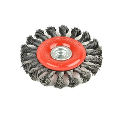60 pack 4 Inch Twist Knotted Wire Wheel Brush, 5/8 Inch-11 Threaded Arbor Brush