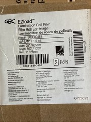 GBC Thermal Laminating Film Rolls Ultima 65 EZLoad Nap I 1.5 mil 27″x 500 2-Pack