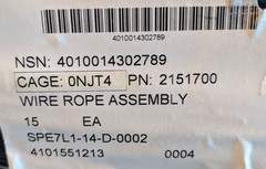 70′ Steel Wire Rope 5/8″ 0.625″ Reel Assy w/ Snap Hook 2151700 4010-01-430-2789