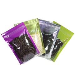 3~51.2oz Glossy Clear Front Color Inside Silver Back Foil Stand up Zip Lock Bag
