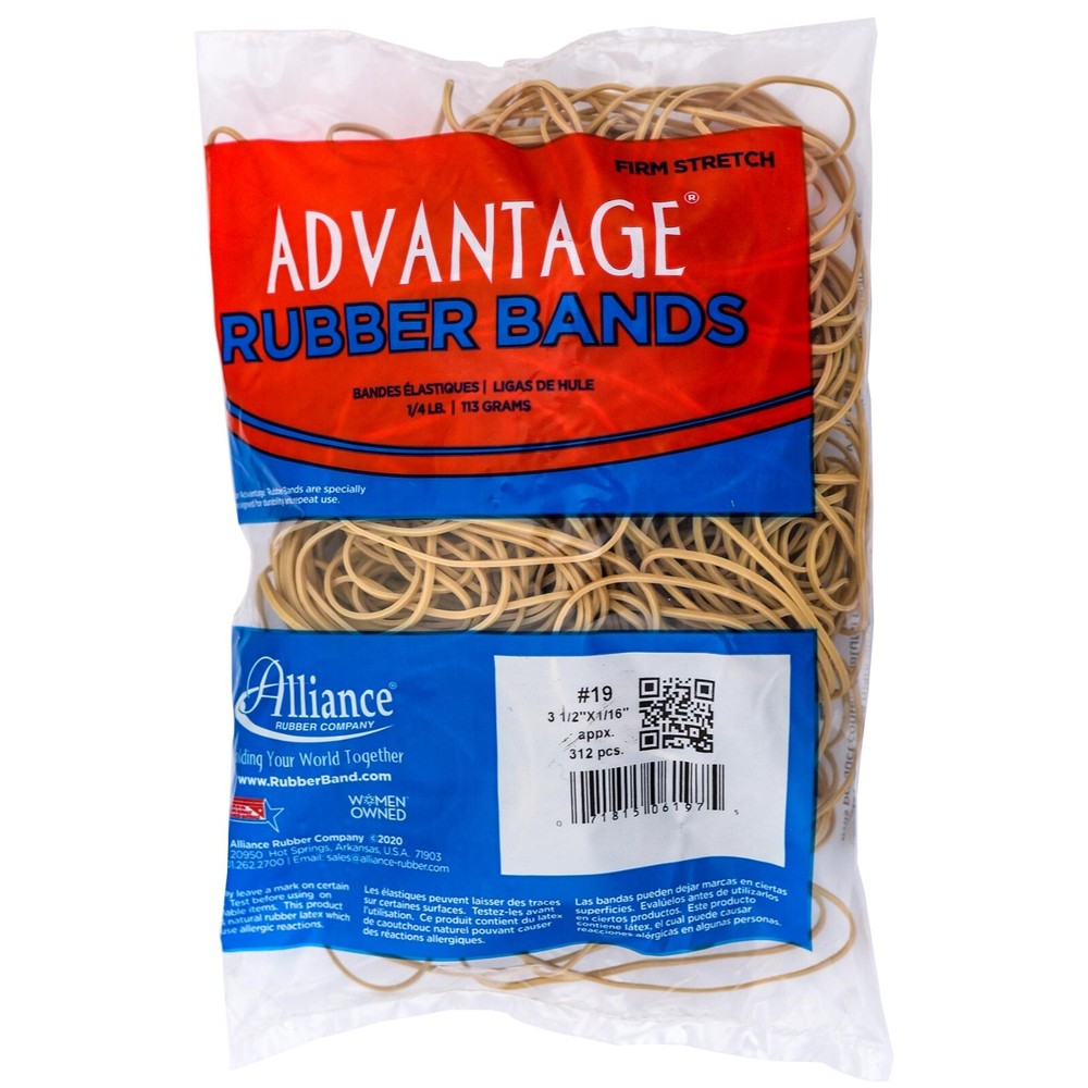 Alliance 06197 Advantage Rubber Bands, Size 19, 3 1/2″ X 1/16″, 1/4 Lb. Bag