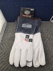 1 PAIR IRONCAT 6144 White/Black Size Large Grain Kidskin Welding Gloves 6144/L