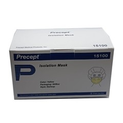 15100 Precept Procedure Mask Pleated Yellow Earloops One Size Fits Most 50 Pcs
