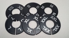 ROUND BLACK SIZE RING DIVIDER SILVER PRINT XS-XXL (2 PCS PER SIZE) 12 PCS TOTAL