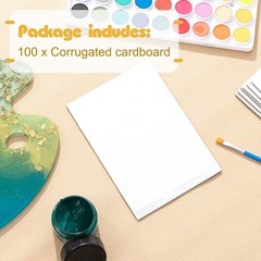 Henoyso 100 Pcs 5×7 Inch White Corrugated Cardboard Sheets – 2 mm Flat Cardbo…