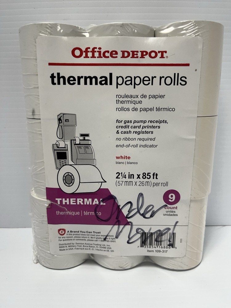 Thermal Paper Roll – 2 1/4 inch x 85 ft (9 count) White