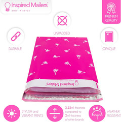 Poly Mailers 10×13 Pink Palm Trees Pack of 100 Shipping Bags for Clothing Large