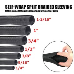 Self-wrap Around Cable Wrap Split Braided Cable Sleeving Auto Harness Protector