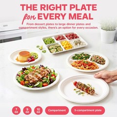 GUSTO 100% Compostable Sugarcane Paper Plates, Heavy Duty, Eco-Friendly, Biod…