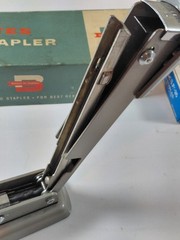 Vintage Bates 56 Desk Stapler Grey with Original Box & Swingline Staples USA