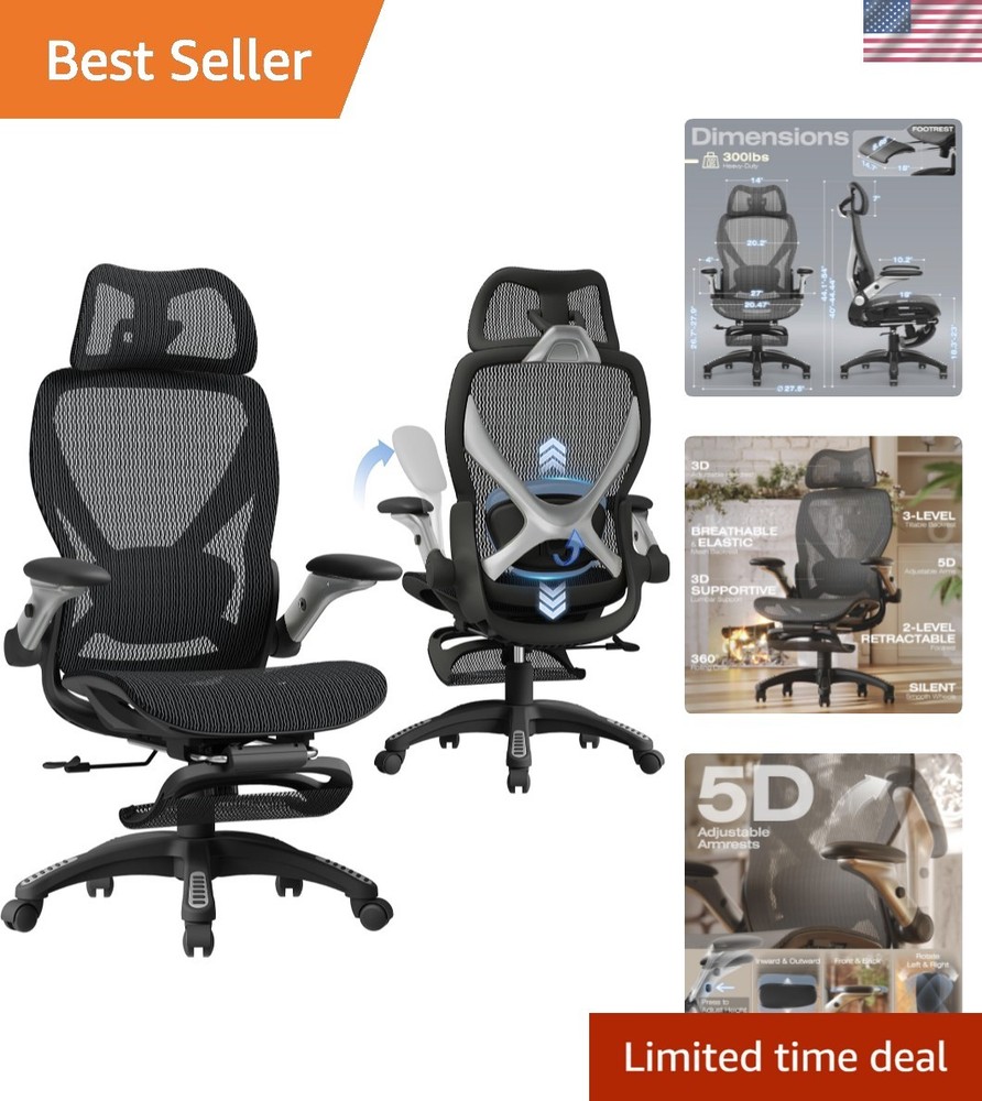 X100 Ergonomic Mesh Office Chair with Footrest, Big and Tall Hone Desk Chair …