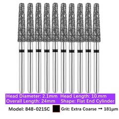 Vakker Dental Flat End Taper FG Diamond Bur 848-021SC Super Coarse 10/pk