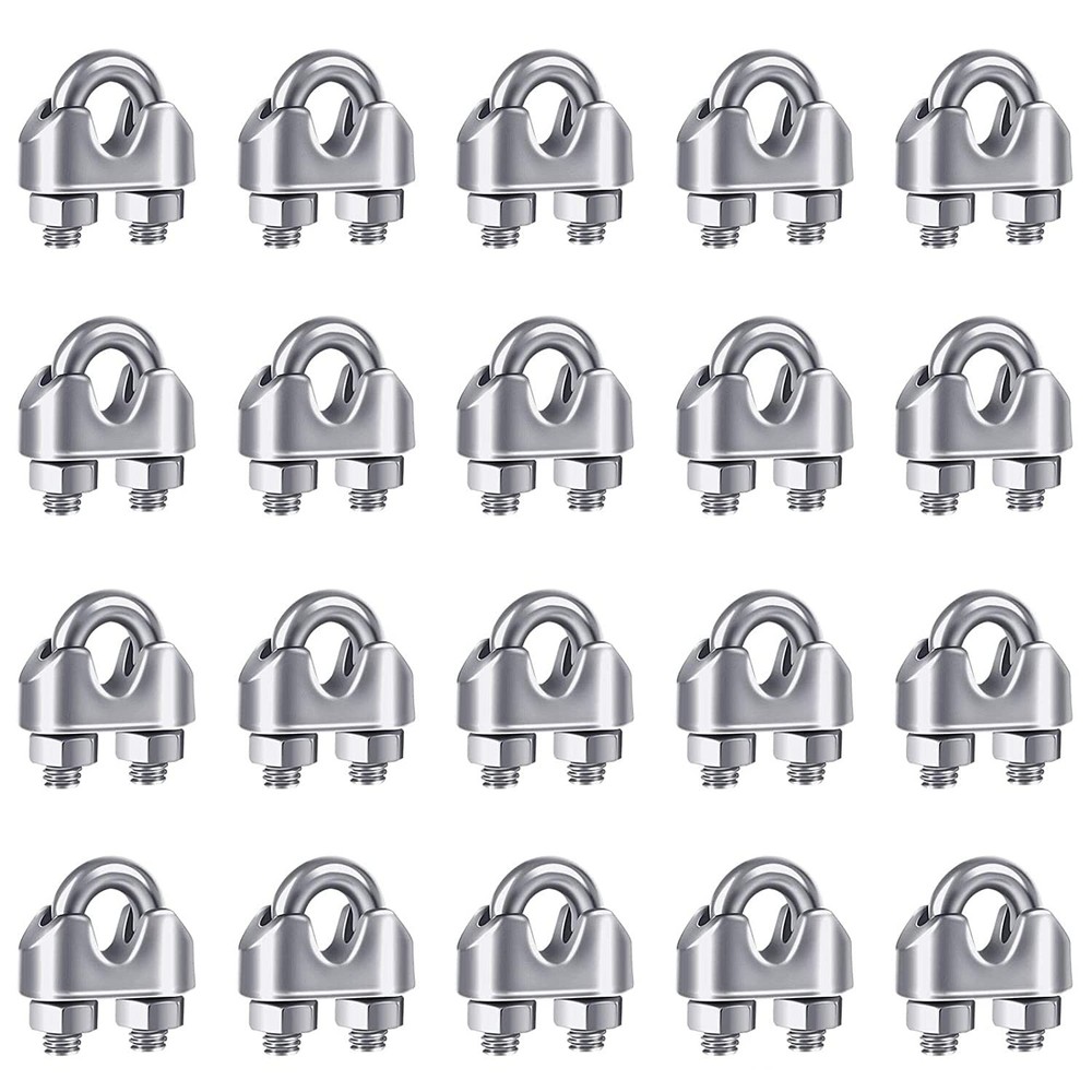 YAMASO 20PCS 1/8 Inches M3 Stainless Steel Wire Rope Cable Clip Clamp