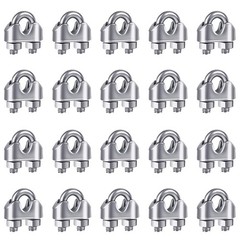 YAMASO 20PCS 1/8 Inches M3 Stainless Steel Wire Rope Cable Clip Clamp