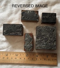 Vintage Assorted (5) Wood Metal Printing Blocks Lot – Comics 1