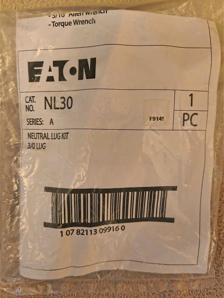 EATON CUTLER HAMMER NL30 Neutral Ground 150A 3/0 Lug Kit • Series A • NEW!