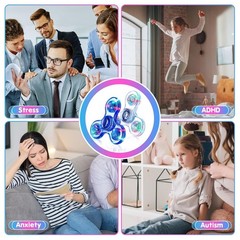 Fidget Spinner 2 Pack, Light up Sensory Toys Adults Small, White&blue