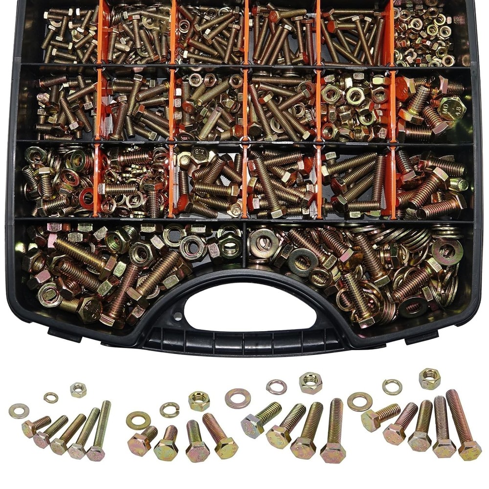 1020PCS Grade 8.8 Metric Bolt Assortment Kit M4 M5 M6 M8 Hex Bolts Nuts Washer