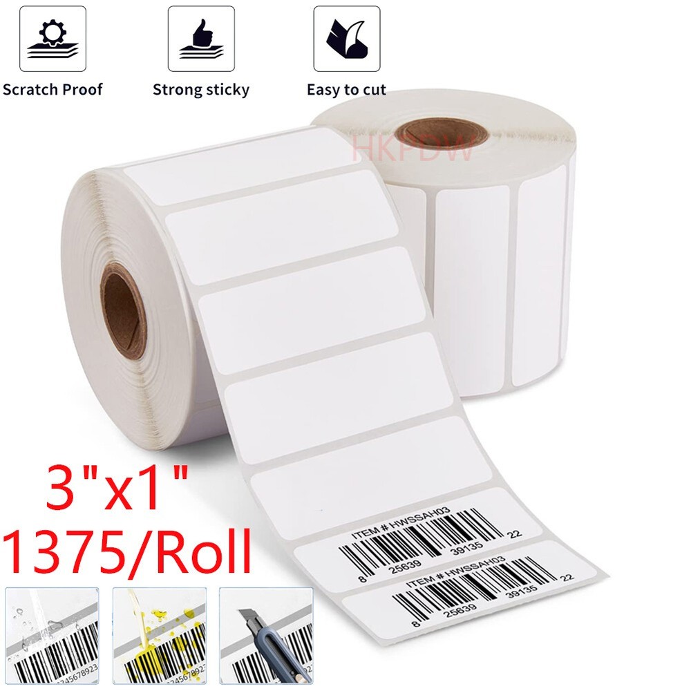 3″x1″ Direct Thermal Shipping Labels 1375/Roll Barcode FNSKU / UPC/ FBA Labels