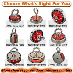 Heavy Duty Fishing Magnet Kit,500lb Neodymium N52 Magnets with 65Ft Salvage R…