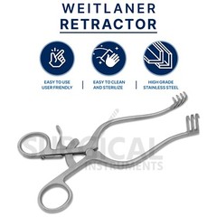 Weitlaner Retractor 4.5″ 3X4 Prong SHARP Stainless Steel German Grade