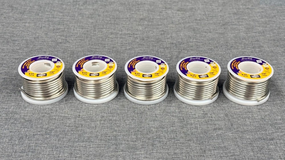 (5) 8oz LEAD-FREE SOLDER plumbing HARRIS PRODUCT .118″ 3mm STERLING 227g
