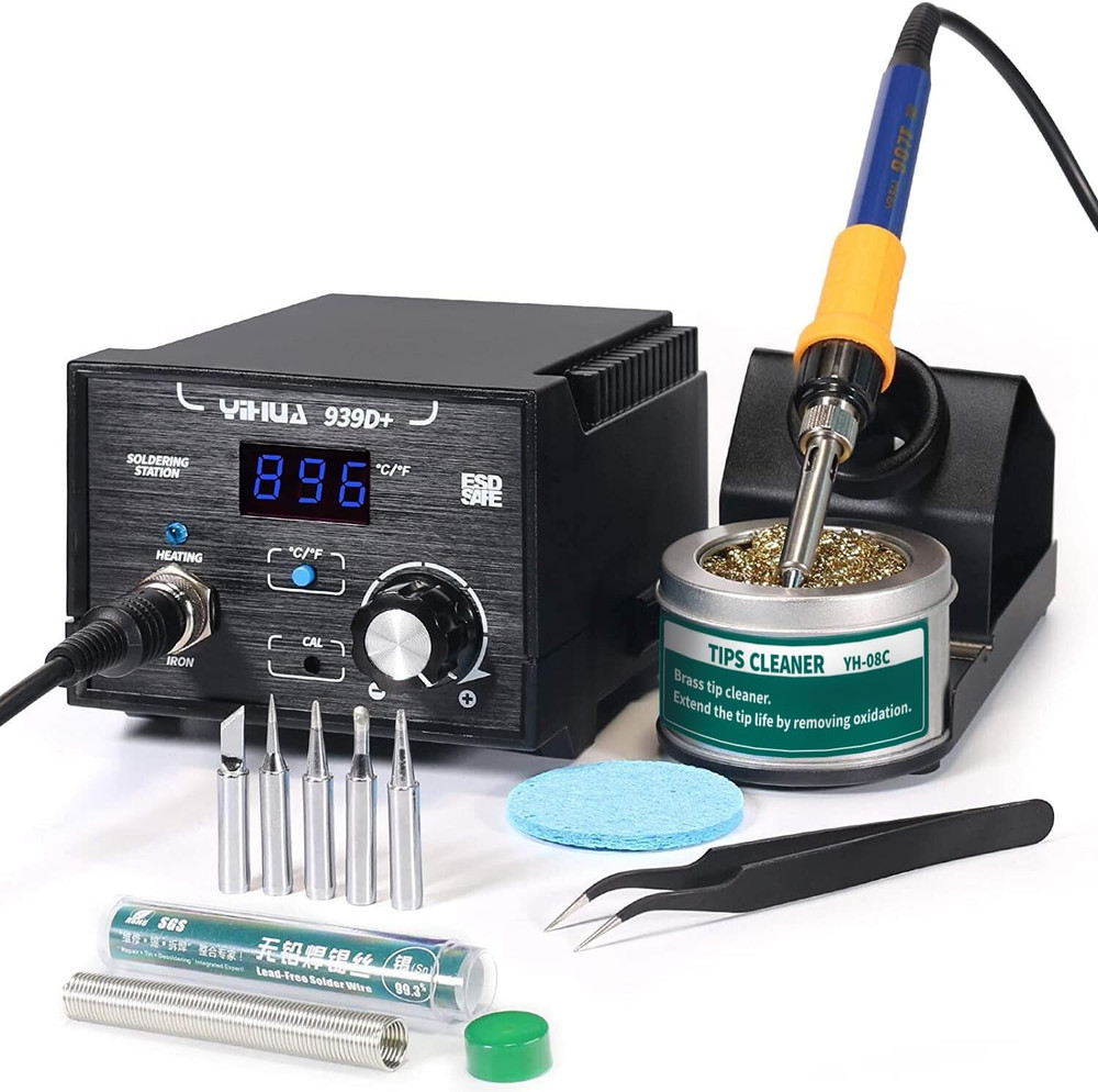 YIHUA 939D+ Digital Soldering Station 75W ESD Safe Lead Free °C/°F Display