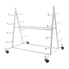 5-Tier Horizontal Material Rack, White Iron Pipe & Lumber Storage with 4 Wheels