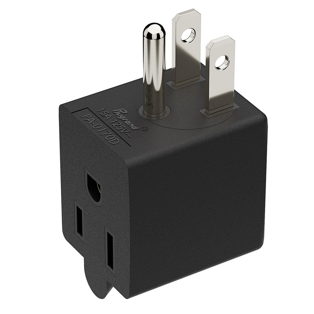 90 Degree Adapter Right Angled Downward Angled USA 3-Prong Male-Female Adapter