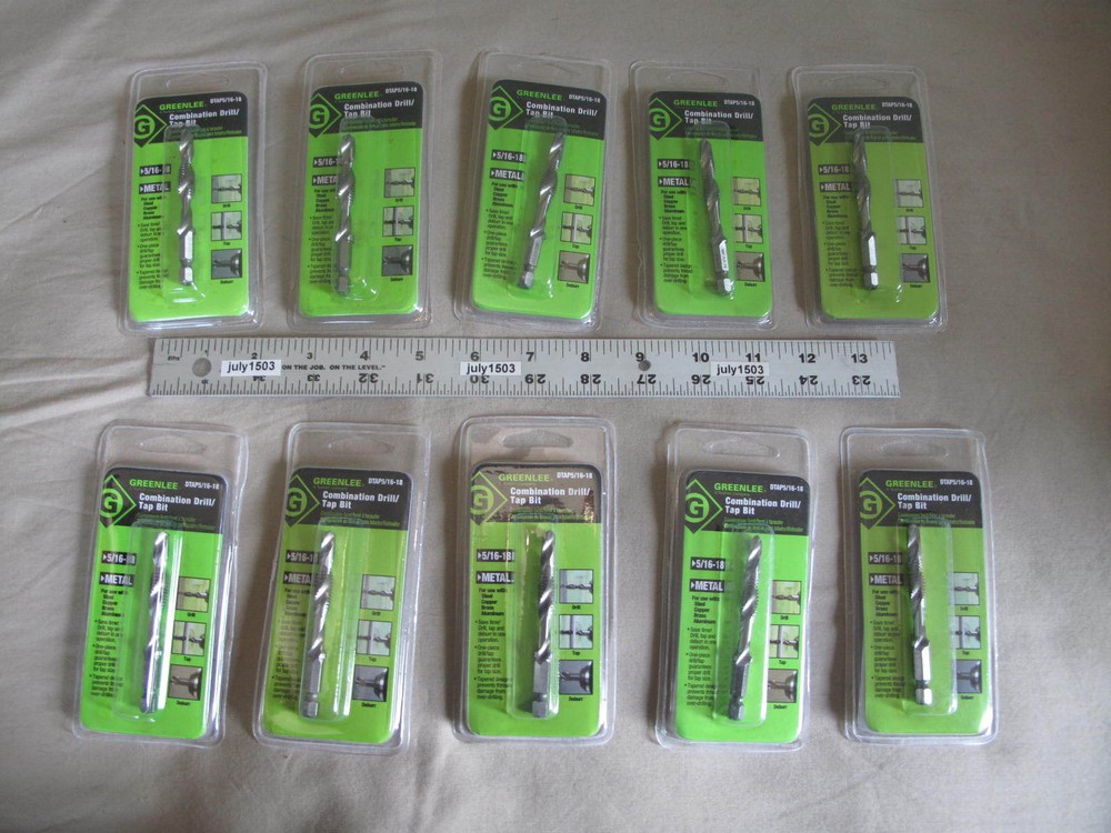 (10) NEW Greenlee DTAP5/16-18 Drill Tap Countersink Quick Release Bit (pkg)